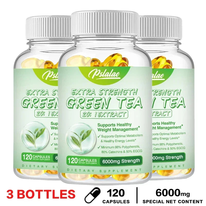 Green Tea Extract Capsules - Supports Energy Levels, Cleanses and Detoxifies The Intestines, Boosts Metabolism & Fat Burner