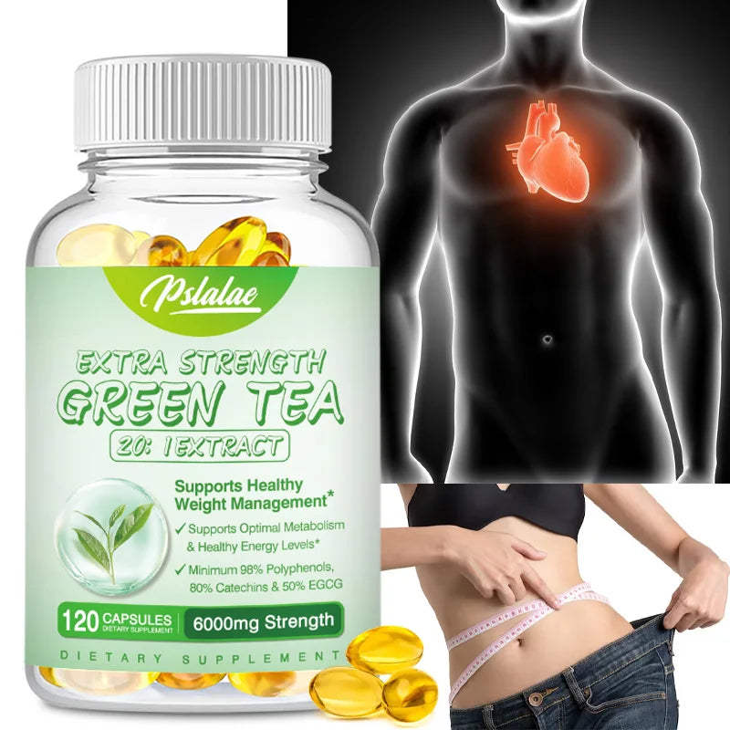 Green Tea Extract Capsules - Supports Energy Levels, Cleanses and Detoxifies The Intestines, Boosts Metabolism & Fat Burner