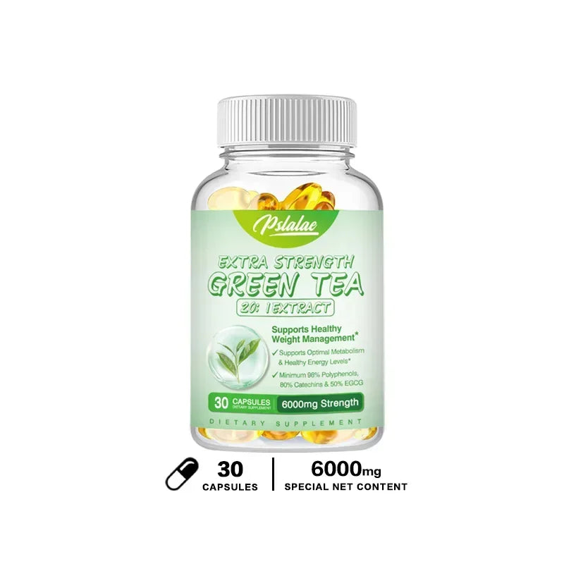 Green Tea Extract Capsules - Supports Energy Levels, Cleanses and Detoxifies The Intestines, Boosts Metabolism & Fat Burner