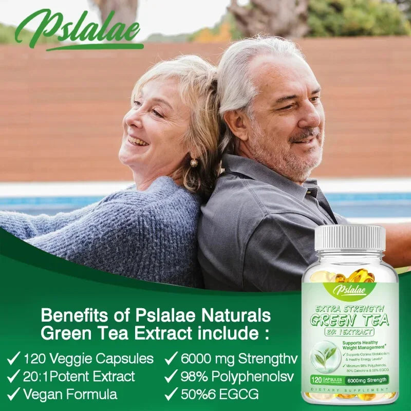 Green Tea Extract Capsules - Supports Energy Levels, Cleanses and Detoxifies The Intestines, Boosts Metabolism & Fat Burner
