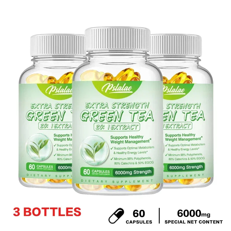 Green Tea Extract Capsules - Supports Energy Levels, Cleanses and Detoxifies The Intestines, Boosts Metabolism & Fat Burner